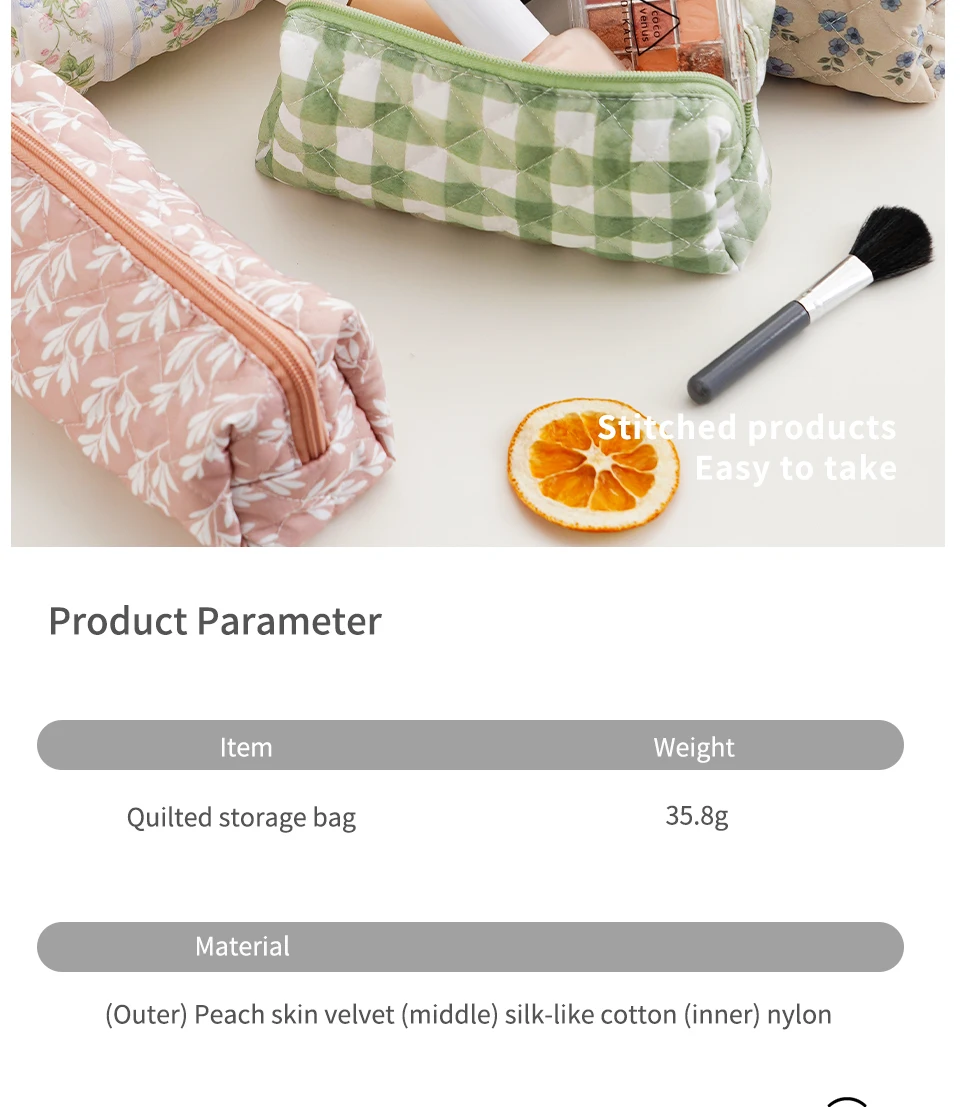Elinfant 1 Stück Aufbewahrungsorganizer-Tasche Gesteppte Kosmetiktasche mit Blumenmuster Große Reise-Kosmetiktasche Ästhetische Make-up-Tasche – Detail 2