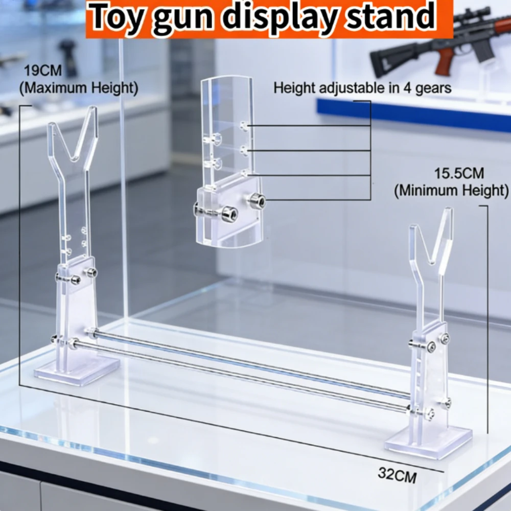 Image of 1/2 Stück transparenter, verstellbarer Acryl-Pistolenständer für Sammlerstücke, Antiquitäten, jede Handfeuerwaffe oder Pistole