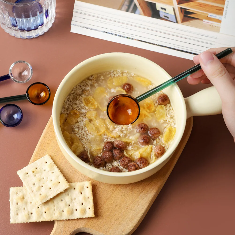 

2 Pcs Dessert Serving Spoon Utensils Coffee Stirrers Milk Teaspoon Creative Spoons Kitchen Heat Resistant Glass
