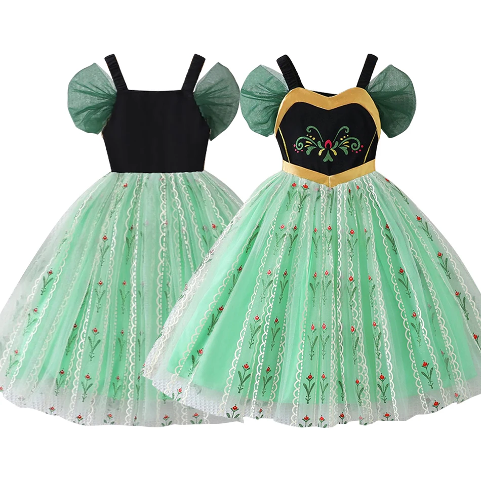 فساتين الأميرة آنا للأطفال، فستان حفلة كرنفال عيد الميلاد، أزياء الهالوين للفتيات، ملابس الملكة التنكرية، فستان شبكي لحفلات أعياد الميلاد #1