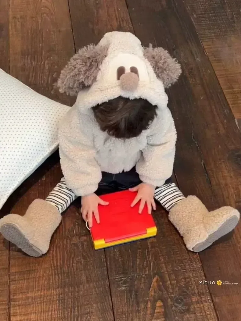 18M-5-7T معطف الفتيات الكورية جديد دافئ للأطفال الخريف والشتاء لطيف مقنعين الحرارية معطف الفتاة #5