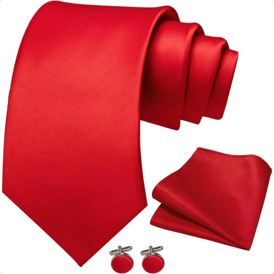

Solid Color Tie and Pocket Square with Cufflinks Set for Men