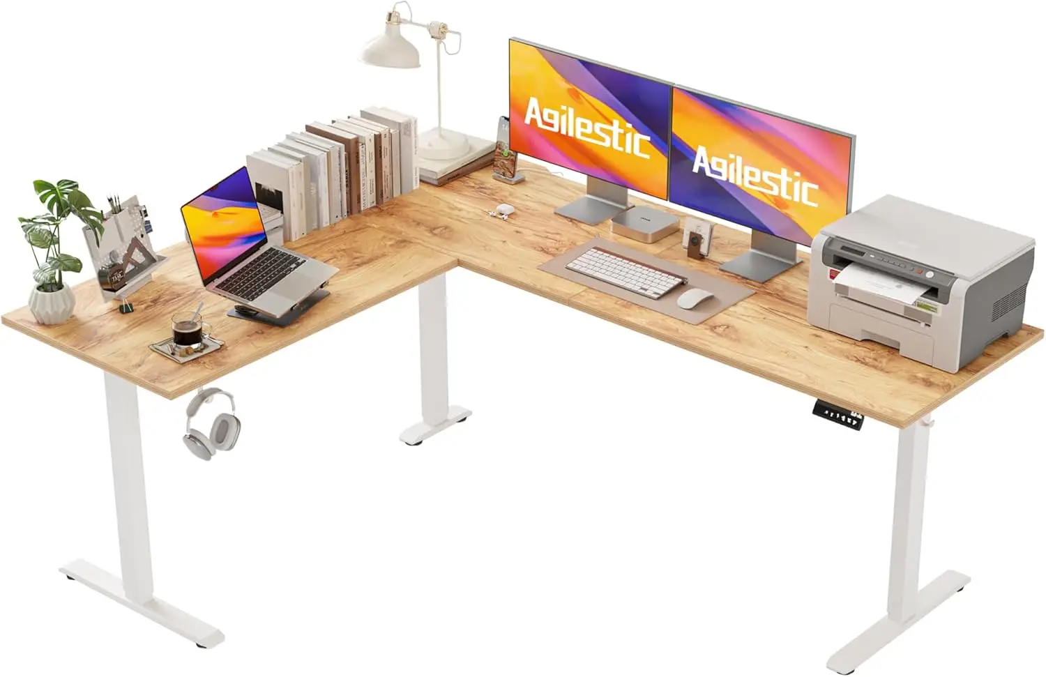 L-förmiger höhenverstellbarer Schreibtisch, 190 x 155 cm Schreibtisch, höhenverstellbar, elektrisch,