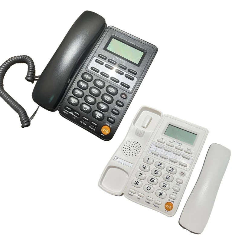 Big Button Telephone for Eldly Crystal Landline Trade Call Desk Display Caller Corded Telephone for Home Office Hotel