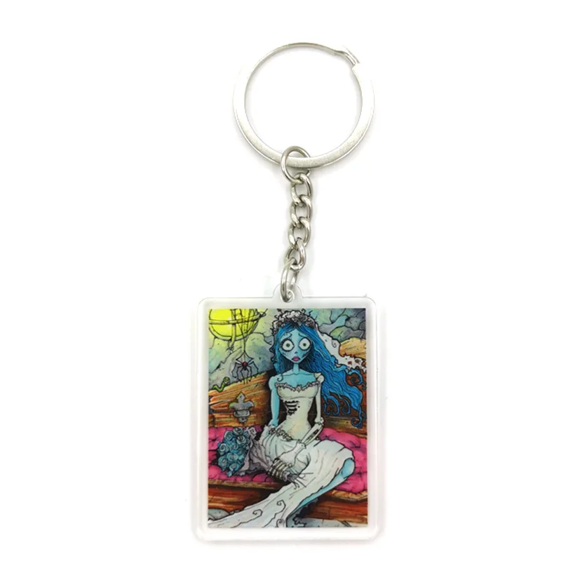 Corpse Bride Acrylic key pendant cute cartoon animal girl key chain bag decorative pendant small gift car key chain Girl
