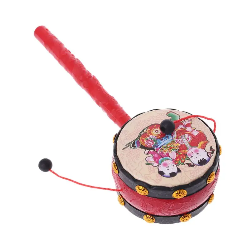 Y1UB Spin Rattle Drum Monkey Drum Chinese Kid Toy Gift