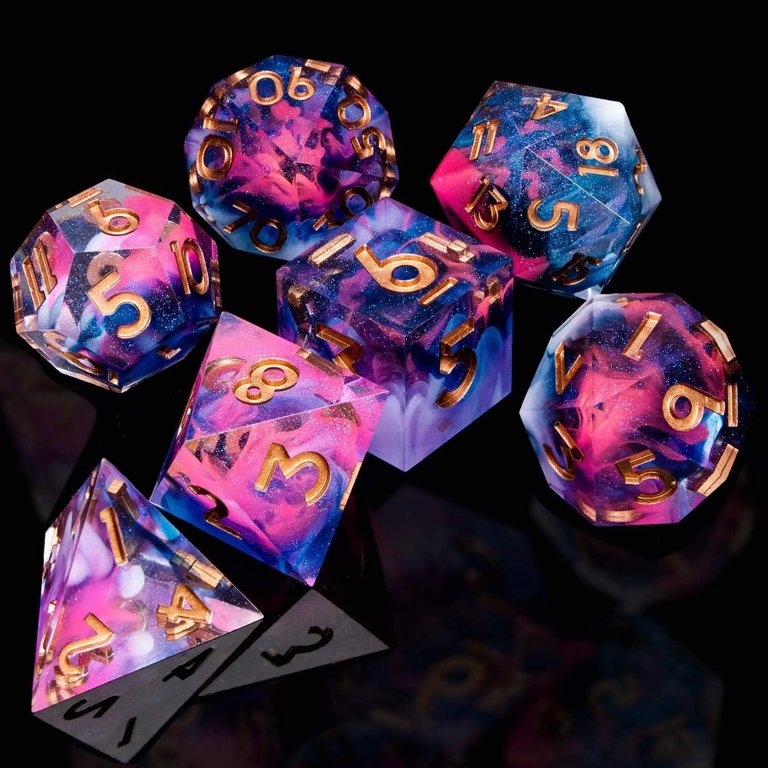 D20 D and D RPG Sharp Edge Flower Handmade Polyhedral D6 Dnd Resin Dice Set For Dungeon and Dragon Pathfinder Table Role Playing