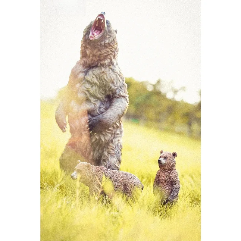 

1/6 Scale Simulation Resin Fierce Small Brown Bear Animal Model Fit 12in Toy Figures Scene Display Ornament