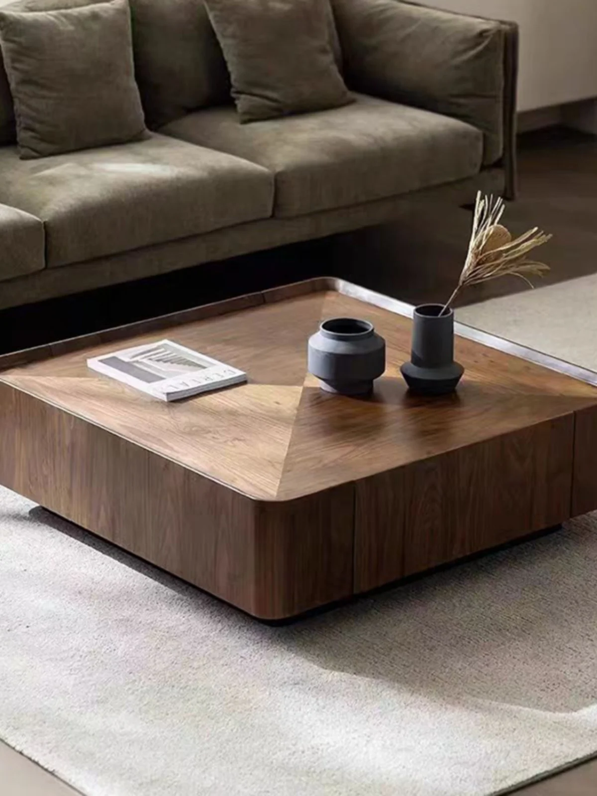 Italian minimalist North American black walnut solid wood coffee table