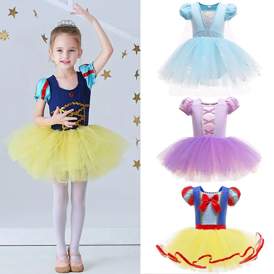 Baby Girl Ballet Dress Children Snow White Rapunzel Cinderella Elsa Anna Dress Kids Birthday Party Carnival Costume 3-10 Years