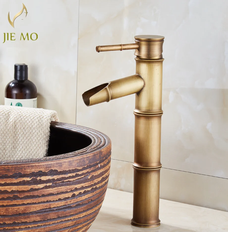 

European-style antique brass basin faucet, bamboo-jointed basin faucet, bathroom cold and hot water basin faucet