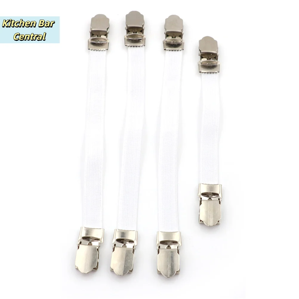 【4Pcs Ironing Board Cover Clips Fasteners Tight Fit Elastic Brace Ties Straps Grip】