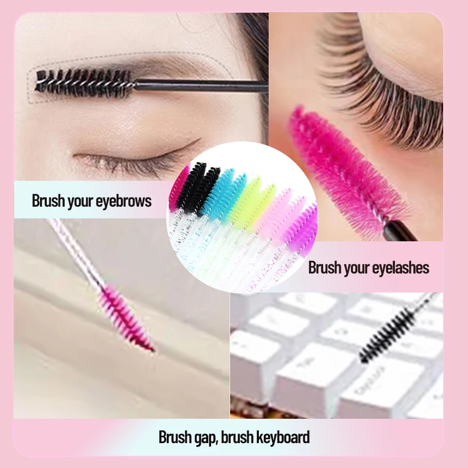 Boxed Silicone Mascara Wands Applicator Disposable Mini Apple Lash Brush Comb Micro Crystal Eyebrow Spoolies Beauty Makeup Tools