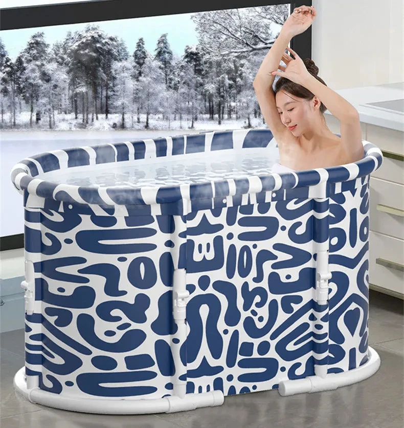 95x55cm Bathroom Foldable Inflatable Bathtub Adult SPA Bathtub Home Hot Water Soaking with Seat Cushion Tub Bathroom Supplies