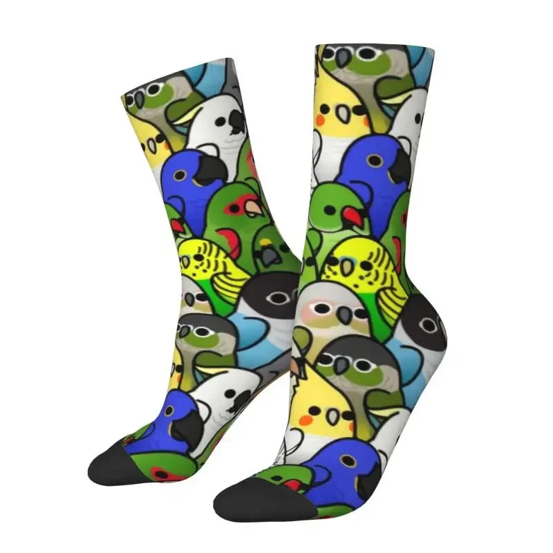 Calcetines de vestir con estampado 3D para hombre y mujer, calcetín Unisex cálido con estampado 3D de loro, pájaro cacatúa, divertido