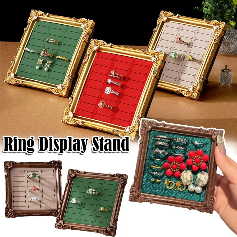 Gifts Square Ring Display Stand Photo Frame Wooden Ring Holder Jewelry Display Tray Shop Window Decoration