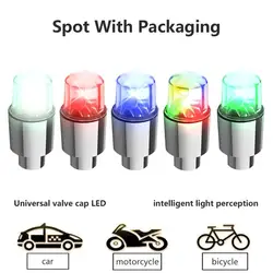 2PCS Colorful Gas Nozzle Lamp Car Auto Wheel Tire Tyre Air Valve Stem LED Light Cap Cover Accessories For Bike Car Motorcyc R7F6