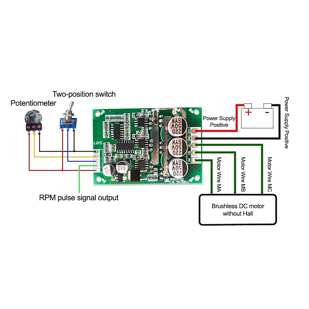 DC 12-36V Brushless Hall Free Motor Driver Board High Power Foward Reverse Speed Controller Control Switch Module 500W 15A