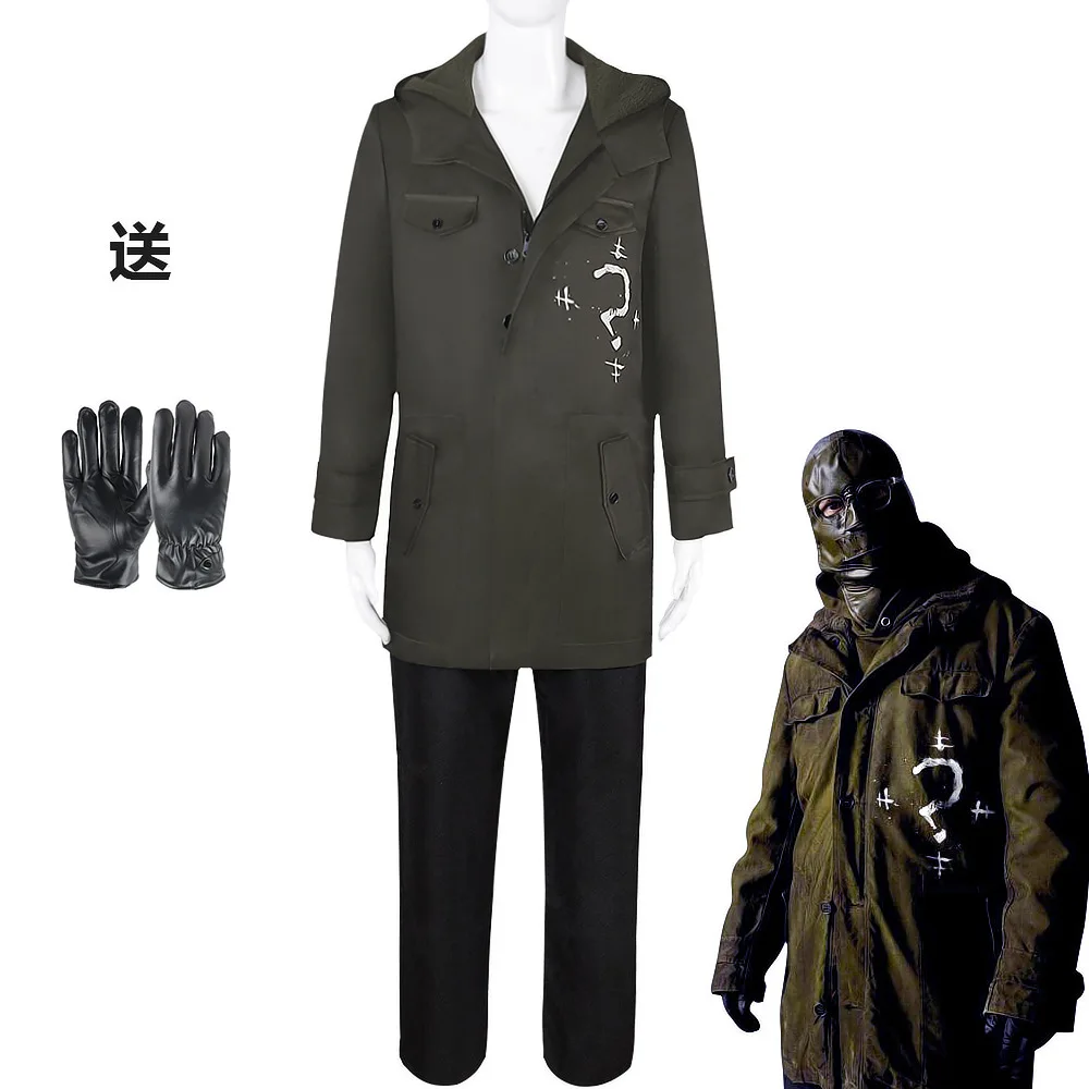 

Movie Riddler Cosplay Costume Outfit Uniform Headgear Gloves Halloween Carnival Disguise Suit