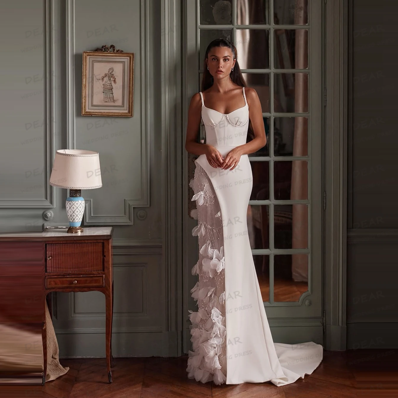 Luxury Wedding Dresses Mermaid Women's Lace Appliques Sexy High Split Sleeveless Bridal Gowns Vestidos De Novia 2027 Customized