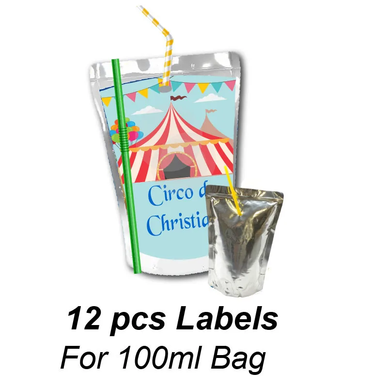 Circus Themed Stickers Labels for Water Bottle Juice Pouch Snack Bag Candy Wrapper Custom Baby Shower Birthday Party Supplier