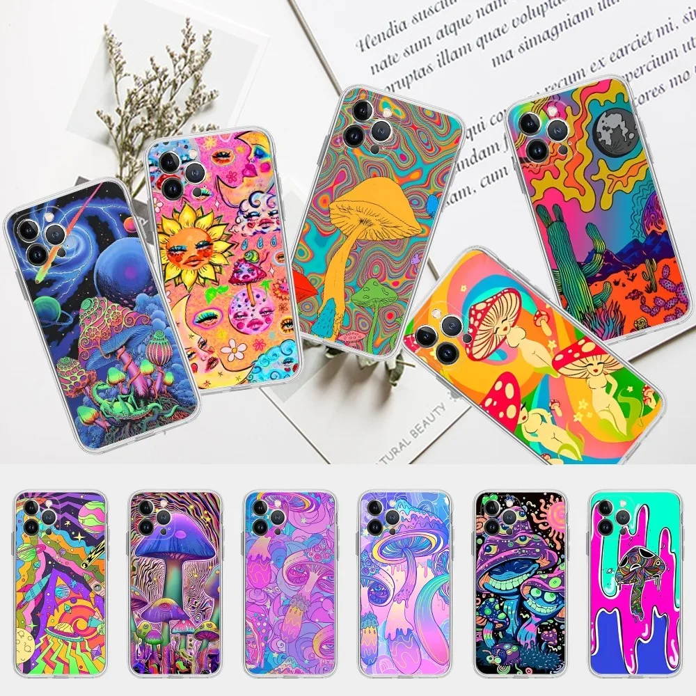 Weird Trippy Mushroom Psychedelic Art Phone Case For IPhone 8 7 6 6S Plus X SE 2020 XR XS 14 11 12 13 Mini Pro Max Mobile Case