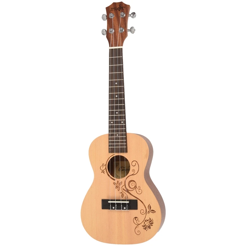 23 Inch Ukulele Concert Acoustic Mini Guitar Rosewood Fretboard 4 Strings Spruce Wood Carvings Uke