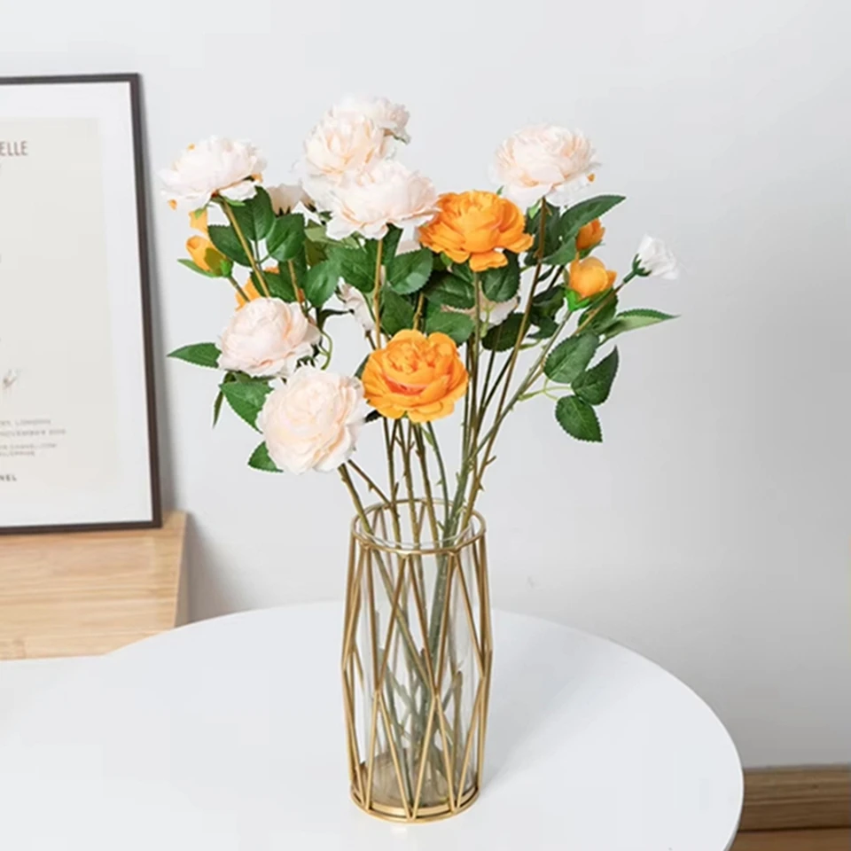 

10Pcs Long Stem Artificial Rose Bouquet Home Decoration Indoor Fake Flowers Birthday Diy Gift Wedding Holiday Supplies Ornaments