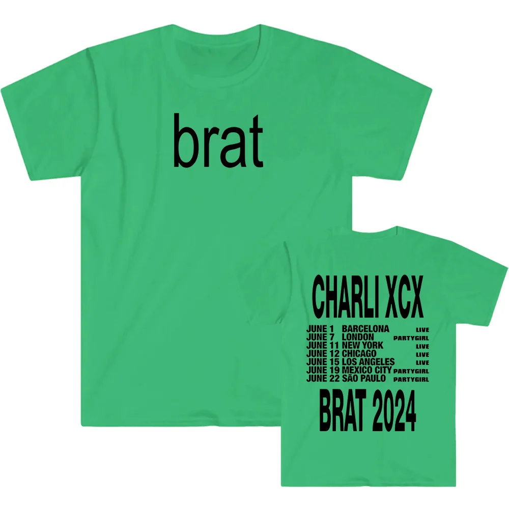 Charli Xcx Brat 2024 t-shirty Album Retro męski/damski Streetwear Casual bawełniana letnia koszulka Unisex koszulka z krótkim rękawem koszulki w