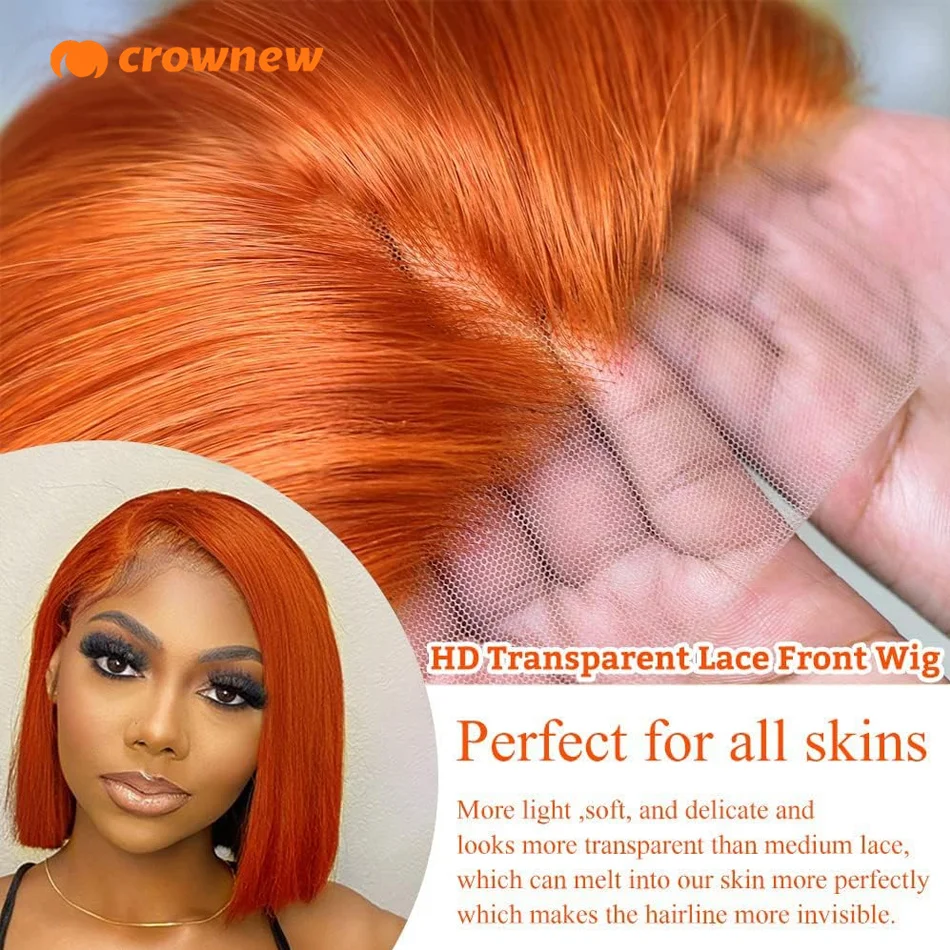 350 Ginger Orange Lace Front Wig Human Hair Wigs Bobs Human Hair Lace Frontal Wigs 13X4 Straight Hd Lace Humain Hair Wig