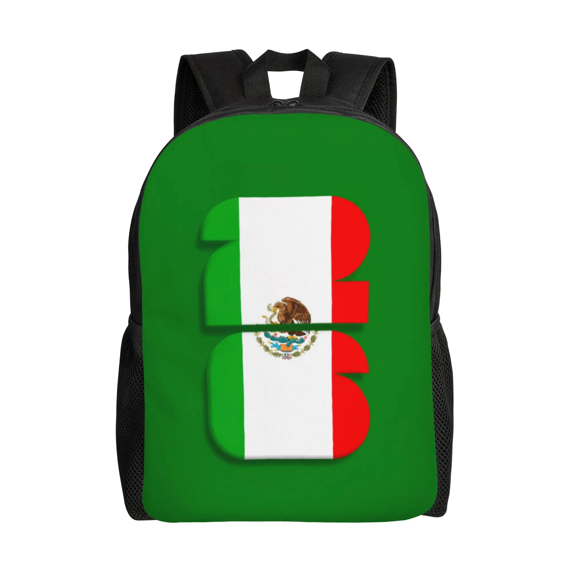 Backpack Back to school season Mexico Eagle Coat of Arms Flag Inside Number 26 Green Country Art  Dual-Use Backpack