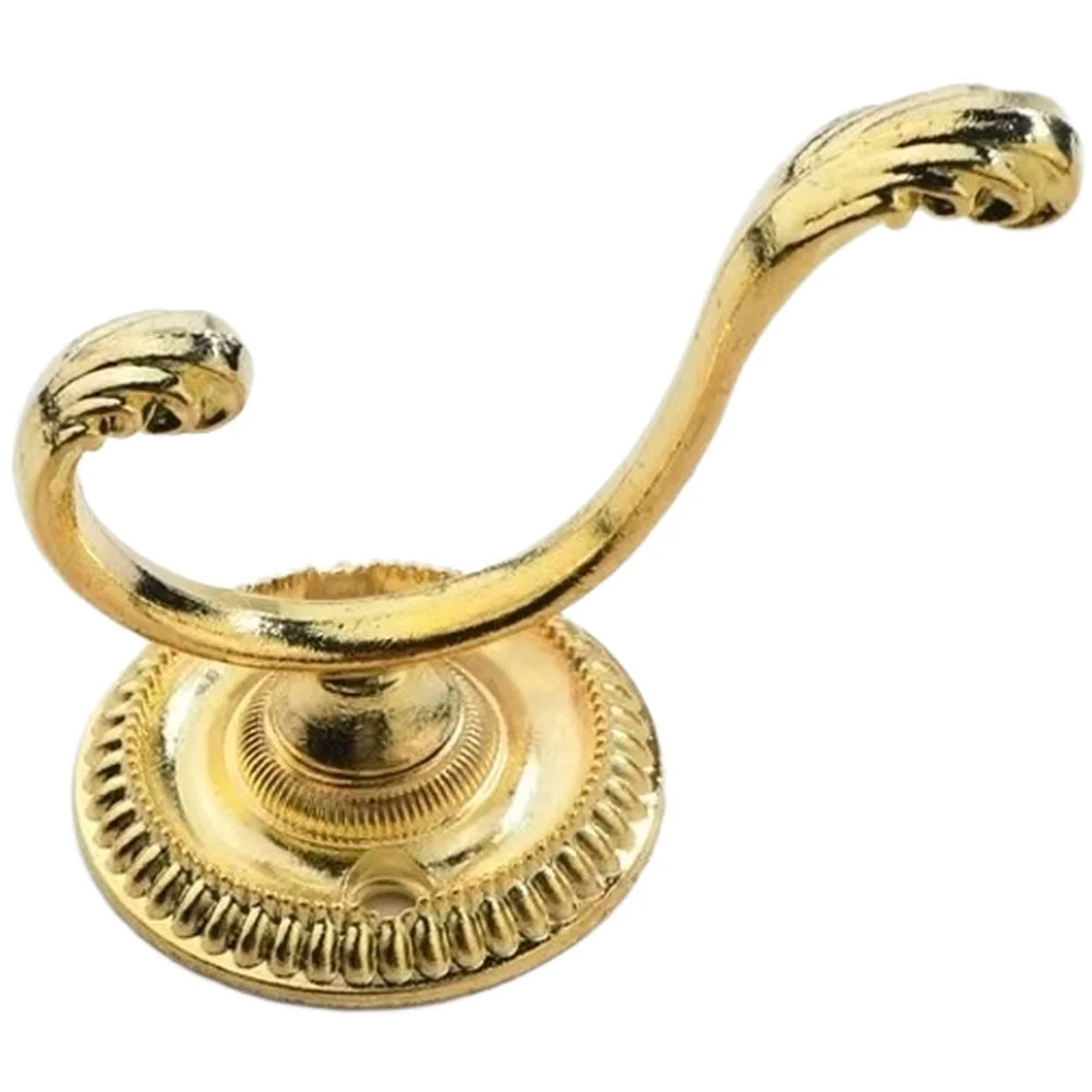 Vintage Zinc Alloy Double Hook Carved Wall Mounted Coat Rack Rustproof For Cabinet Door Hat Bag Towel Hanger Home Entryway Decor