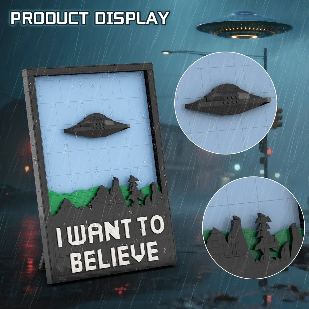 MOC 3D 아트 페인팅 X-파일 빌딩 블록 공상 과학 TV 벽돌 조립 장난감 크리 에이 티브 장식 어린이 선물