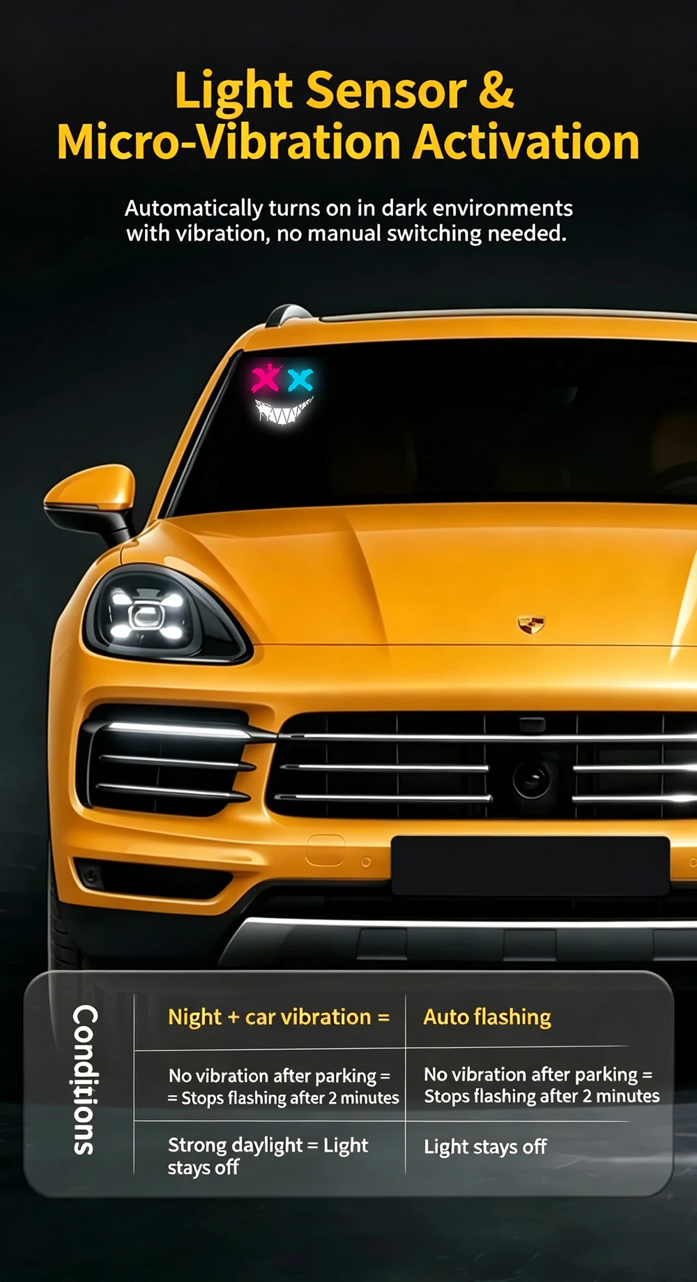 Teufelsauge LED-Licht Auto 3D Dynamisches Solarlicht Atmosphärenlicht Dekoratives Licht Fensterglaslicht Kabellos – Detail 4