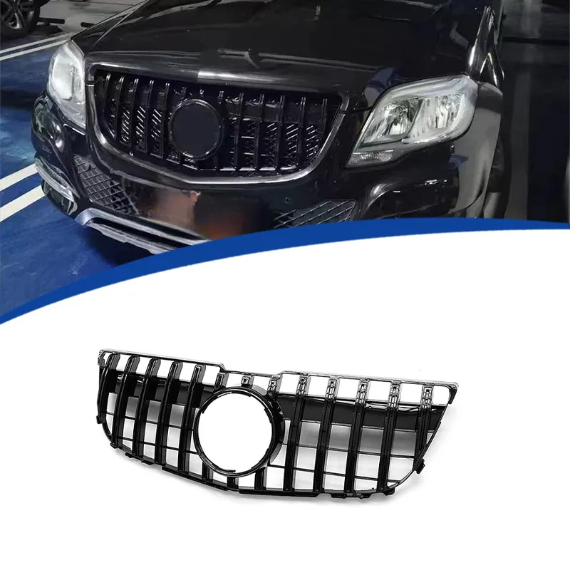 Für 2013-2015 Mercedes GLK-Klasse X204 GT-Style Rennkühlergrill Direkter Ersatz ABS-Kunststoff Hochglanz Schwarz