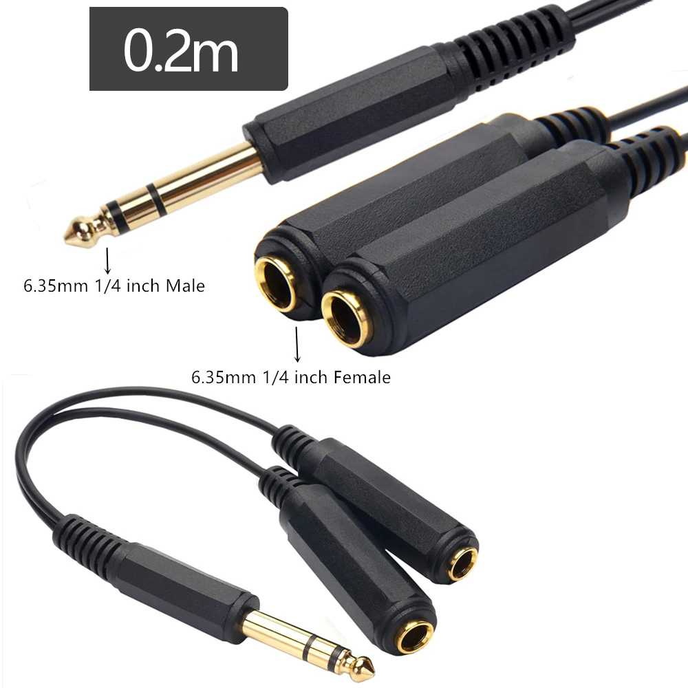 1 to 2 Stereo Audio Cable Splitter 6.35mm Male to Female Jack Plug Adapter Speaker Extend Cord Converter Audio Wire