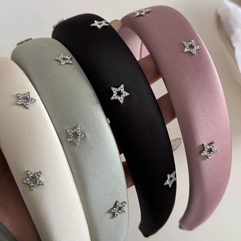 Korean Shiny Crystal Star Sponge Headbands For Women Girls Vintage Elastic Hair Hoop Hairband Hair Accessories Headwear