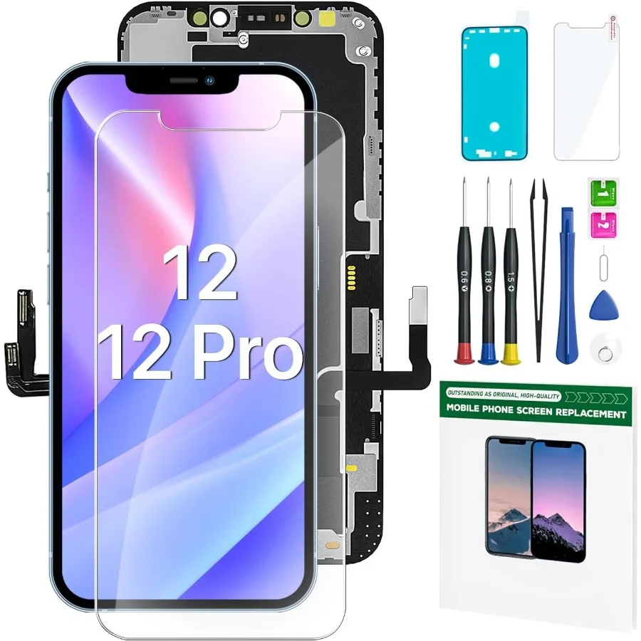 

Комплект для замены экрана iPhone 12 и 12 Pro, 6,1-дюймовый ЖК-дисплей, 3D-сенсорный дигитайзер Full HD, полная сборка, ремонтные комплекты Waterpro