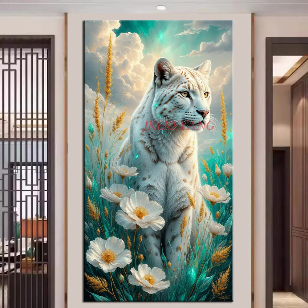 جميلة ليوبارد الطاووس والأسماك صورة DIY بها بنفسك ألواح تلوين حرفية لامعة غرزة الحفر الكامل الماس الفسيفساء مجموعة جديدة ديكور المنزل