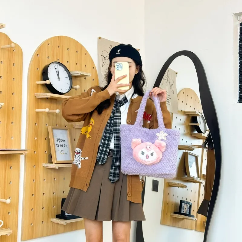 

Sweet Anime Kawaii MINISO My Melody Cinnamoroll Storage Bag Cute Cartoon Large Capacity Soft Kuromi Gifts for Kids Gifts