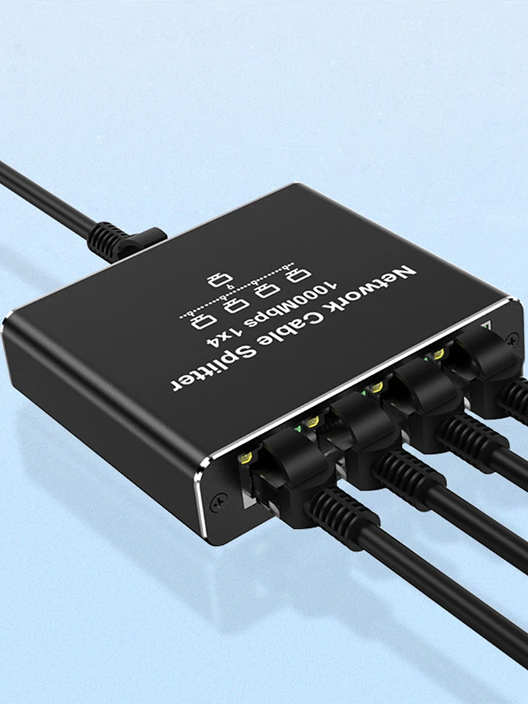 Divisor ethernet de 1 a 4 gigabit com cabo de alimentação usb 1000mbps conector de rede hub divisor de alta velocidade para cabo cat5/5e/6/7/8