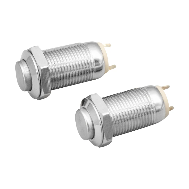 1szt 10MM 2-pinowy otwór na panel Metalowy przełącznik przyciskowy Zatrzask Przycisk zasilania Wysoka głowica Samoblokujący / Reset Lutowanie IP67 1NO — zdjęcie 2