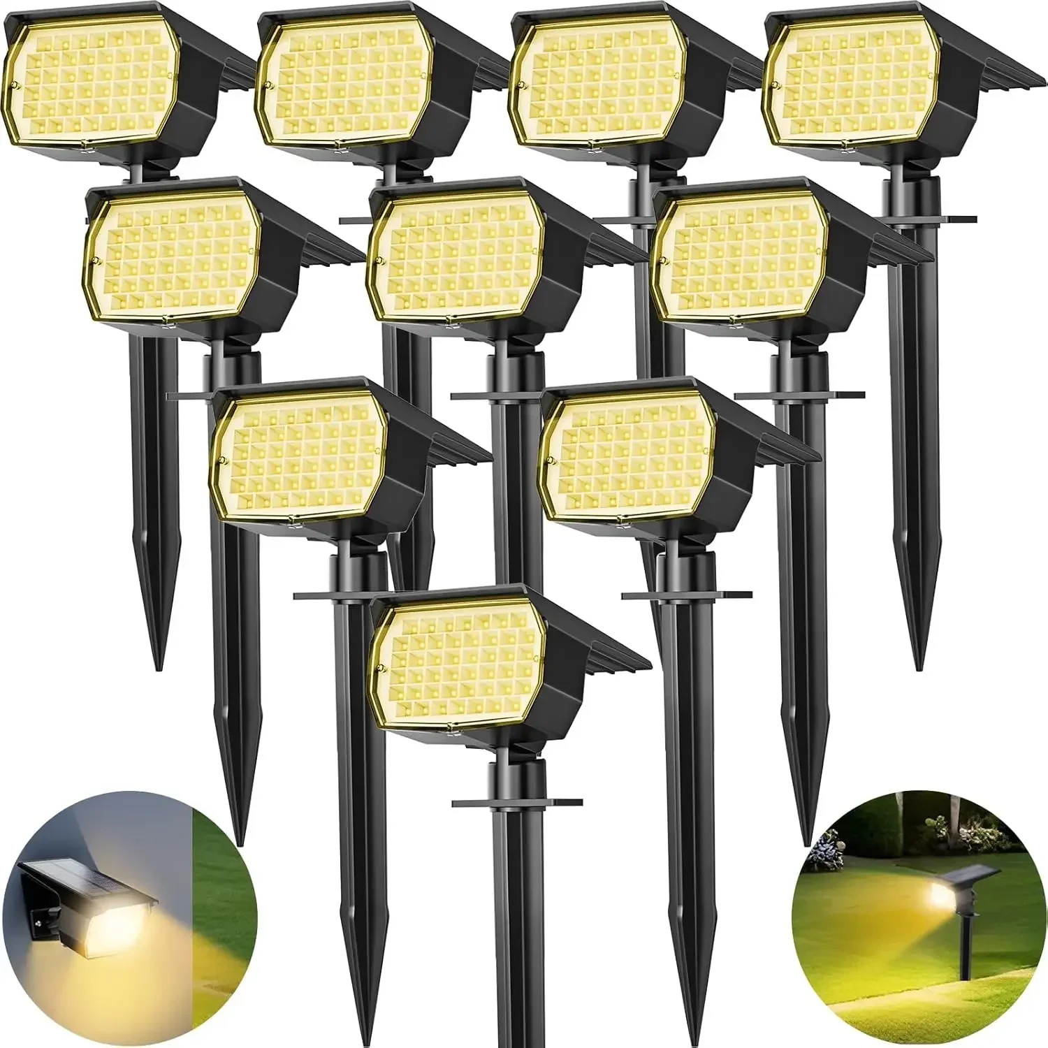 Hot SalesSolar Spot Lights Outdoor 10 Pack, [46 LED/3 Modes] Solar Landscape Spotlights Waterproof, 2-in-1 Auto On/Off Solar Pow
