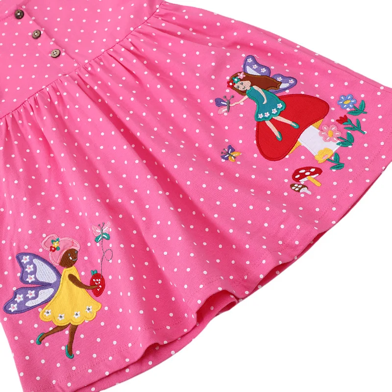 

Autumn New Girls' Long Sleeve Dress with Embroidery Patch Princess Dress Fashion Round Neck Wholesale