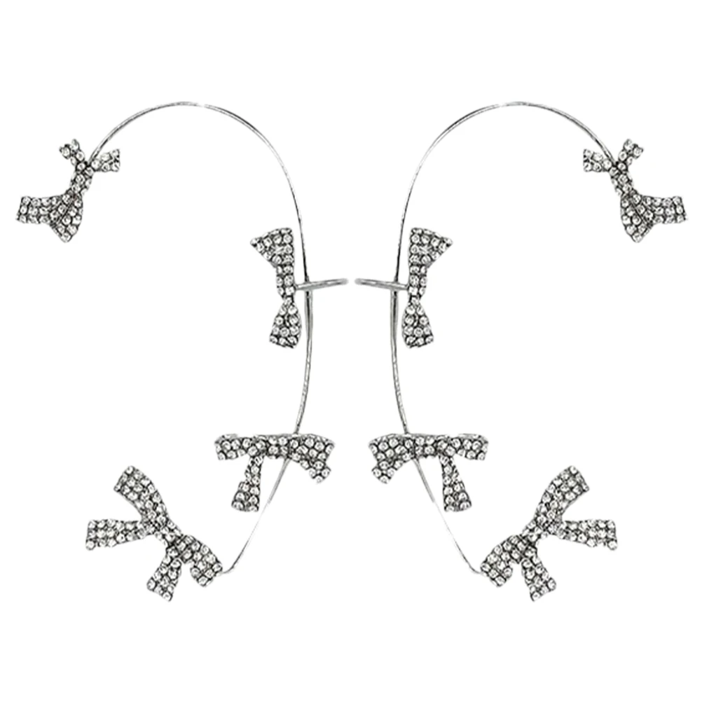 

1 Pair Non-Piercing Rhinestone Cuff Earrings For Women Girls Creative Bone Clip Jewelry Gift Accessory Elegant Wrap Ear Clips