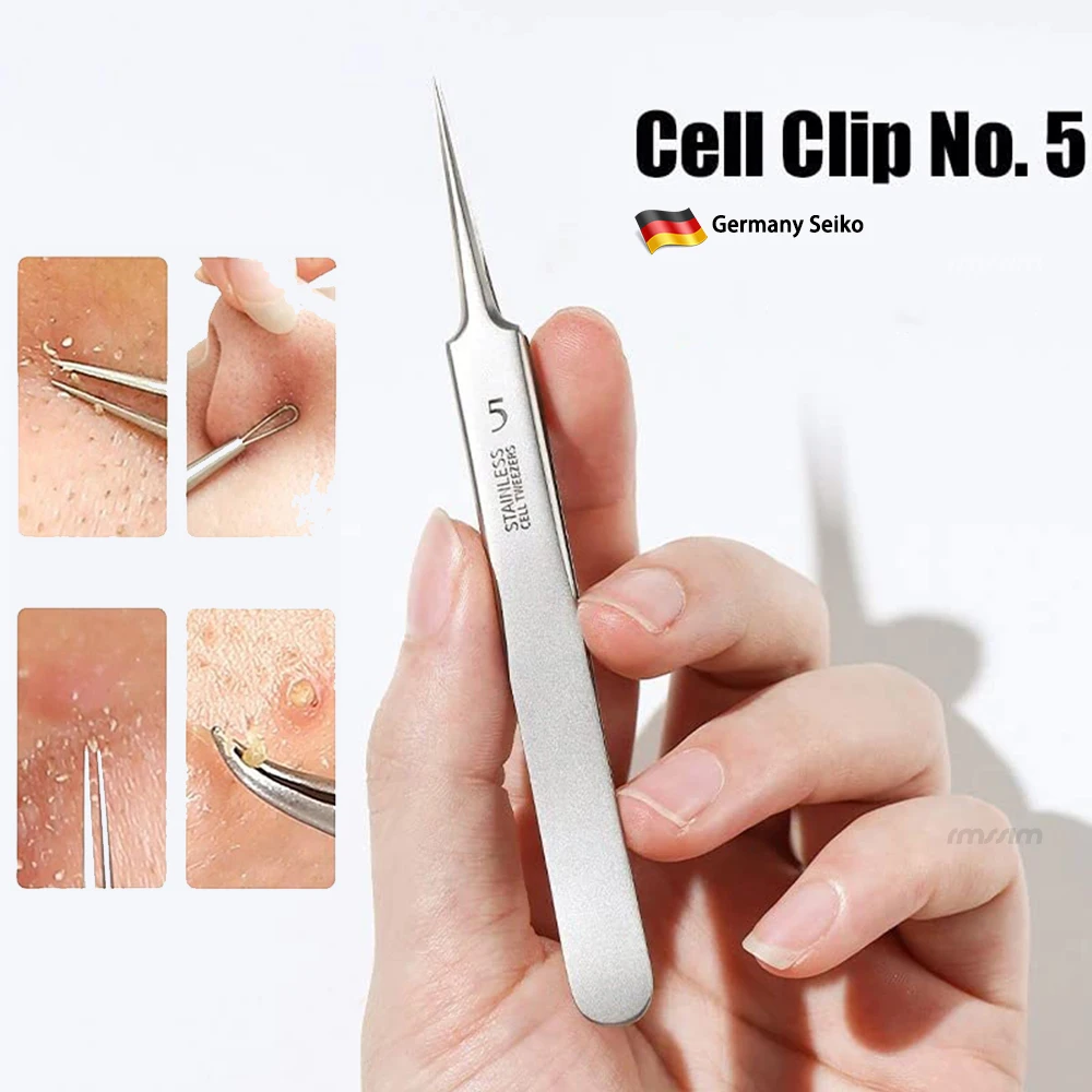 German Ultra-fine No. 5 Cell Pimples Blackhead Clip Tweezers Beauty Salon Scraping Closing Special Artifact Acne Needle Tools