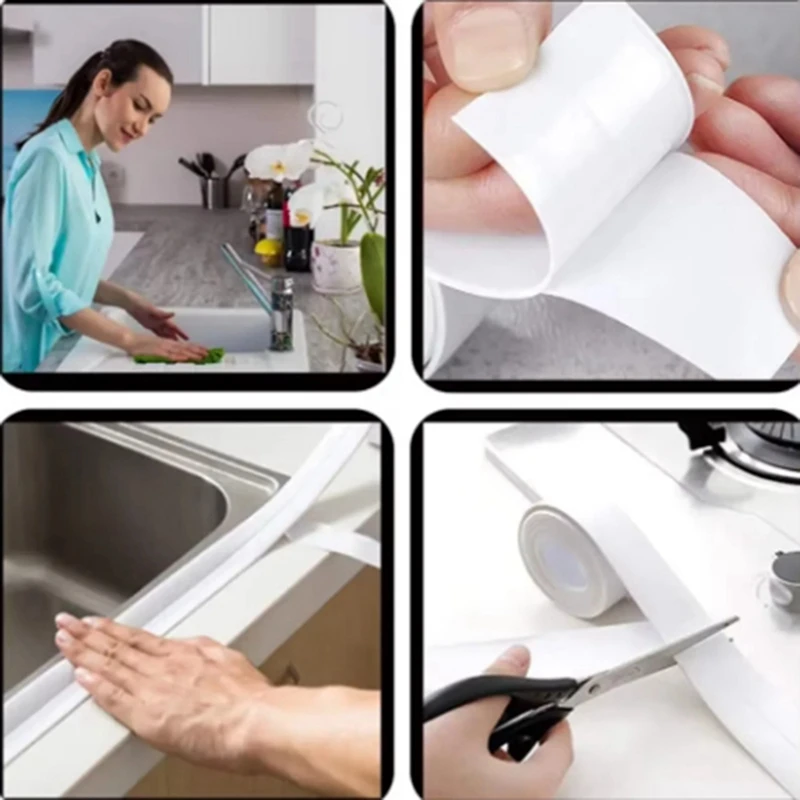 Nastro sigillante autoadesivo da 3.2M nastro adesivo da parete ad angolo per bagno impermeabile in PVC a prova di olio per lavello da cucina