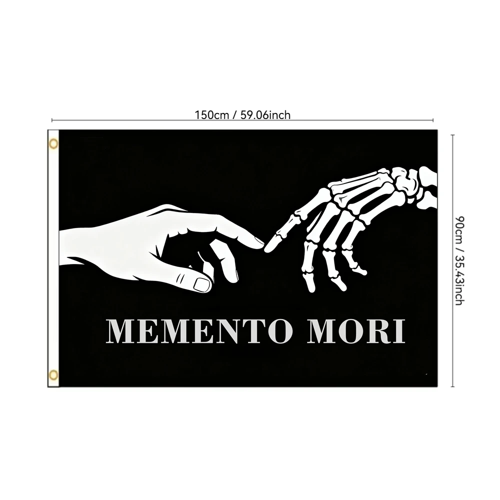 

Memento Mori Flag 2x3ft 3x5ft Gothic Banner Polyester Black White Decorative Wall Hanging for Home Garden Halloween Party Decor