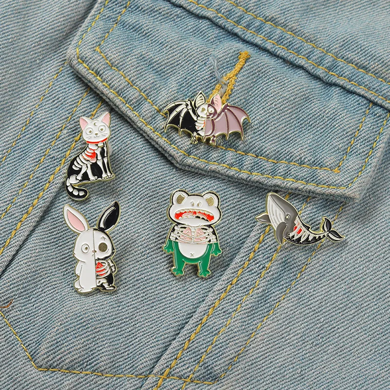 Skull Brooch Skull Mermaid Skull Dog Skull Cat Frog Unicorn Butterfly Rabbit Whale Bat Brooch Badge Lapel Pins New Alloy Animal