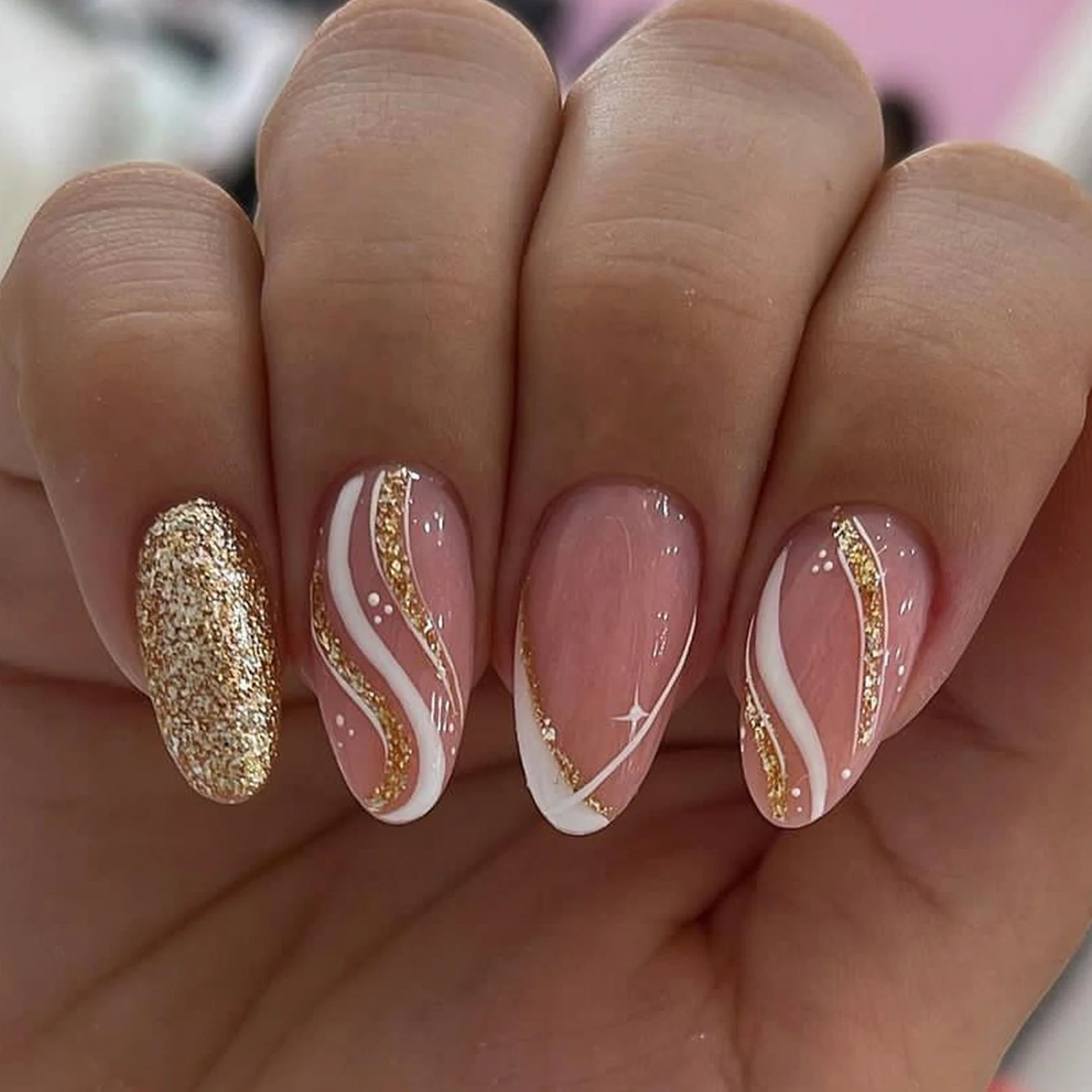 24 stuks lange Franse minimalistische kleur bijpassende nagels met 1 jelly gel en 1 nagelvijl